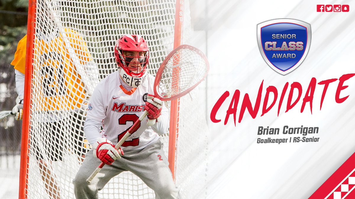Marist Athletics (@maristathletics) on Twitter photo Congrats to <a href="/Marist_MensLax/">Marist Lacrosse</a> Brian Corrigan for being one of 20 players named as a <a href="/SnrCLASSAward/">Senior CLASS Award</a> candidate! #GoRedFoxes
Read more: bit.ly/2tac3CR Congrats to <a href="/Marist_MensLax/">Marist Lacrosse</a> Brian Corrigan for being one of 20 players named as a <a href="/SnrCLASSAward/">Senior CLASS Award</a> candidate! #GoRedFoxes
Read more: bit.ly/2tac3CR