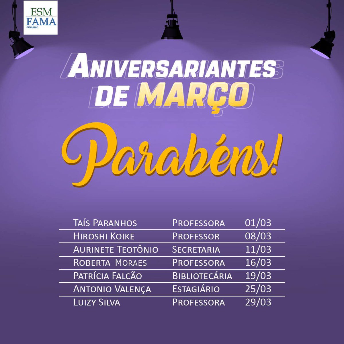 esmfama's tweet photo. Parabéns! 🎂 
Marque aqui seu coleguinha aniversariante de março!!😉 https://t.co/ez3O06OpCV