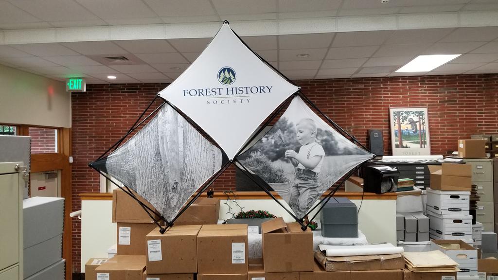 foresthistory's tweet image. Just installed the new logo panel for our tabletop display. Ready for #ASEH2018! Come by and tell us what you think of the new logo. #envhist