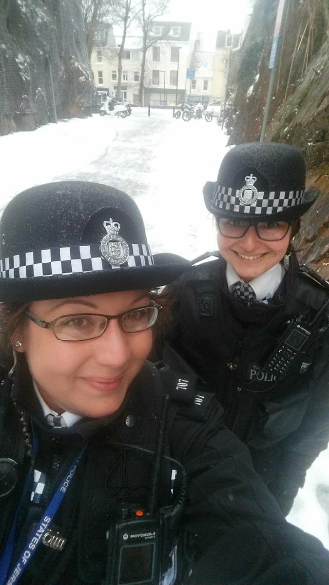 JerseyPolice's tweet photo. #snowpatrol for two of our hardiest Community Officers in Town today #CIsnow keeping you safe https://t.co/eh9u4vSrkH