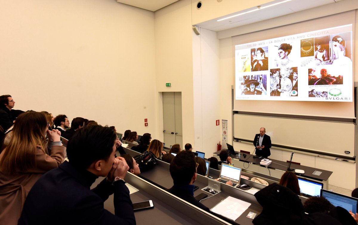 LVMH's tweet photo. #LVMHday at @UniBocconi: Exclusive workshop on Retail presented by Vincenzo Pujia, Europe Managing Director, @BulgariOfficial.
#LVMHtalents https://t.co/d4Gs40pVAX