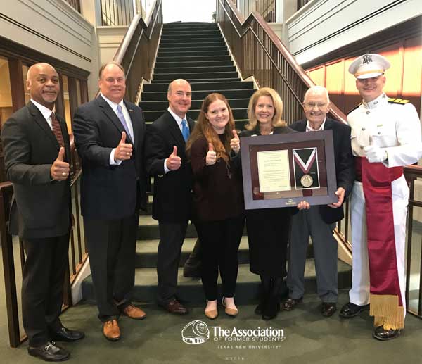 AggieNetwork's tweet photo. Set to be @AggieMuster speaker this year, Kathleen M. Gibson ’81, who has served as chair of The Association Board and a @TXAMFoundation trustee, found out today she is a recipient of the 2018 Distinguished Alumnus Award. ➡️ https://t.co/Km8PSW3zYw https://t.co/ozjbDjn7bv
