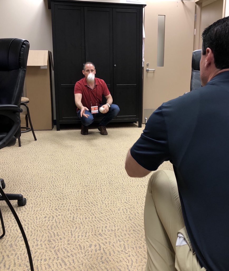nmarCreative's tweet photo. .5 seconds later @bendavisnbcs was nailed with a wild toss in the announcer room by the TV producer.
#Phillies in 30 minutes NBC Sports Philly + https://t.co/4ZvcbQ2m4Y