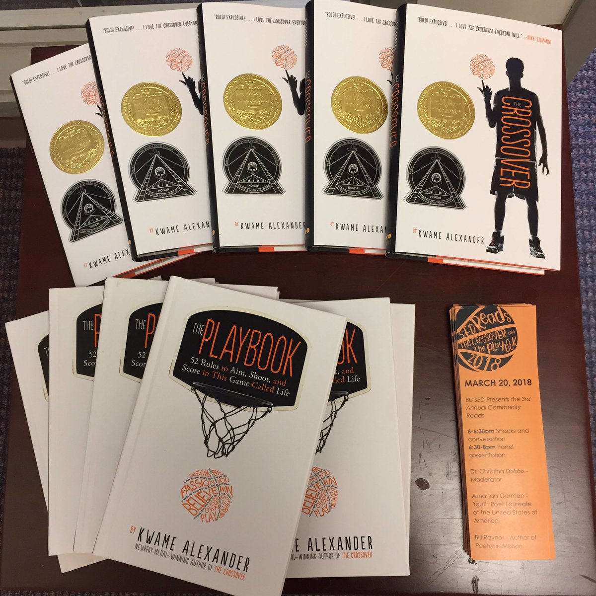 BUSED_UGSS's tweet photo. It's almost time for our 3rd Annual @BU_SED Community Reads Event. This year, we are reading @kwamealexander "The Crossover" and "The Playbook" and welcoming @AmandaSCGorman, the National Youth Poet Laureate. Stop by SED 243 to pick up your book today! 📚🏀 https://t.co/1m4WxCyFQO