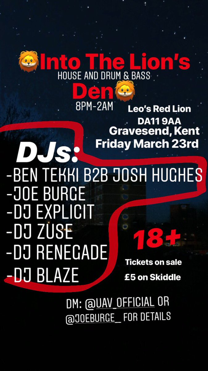 Catch me and @Ben_Tekki b2b (and a host of other wicked DJ’s) at @leosredlion on Saturday 23rd March, 8pm-2am. Tickets below:
skiddle.com/whats-on/Dartf…