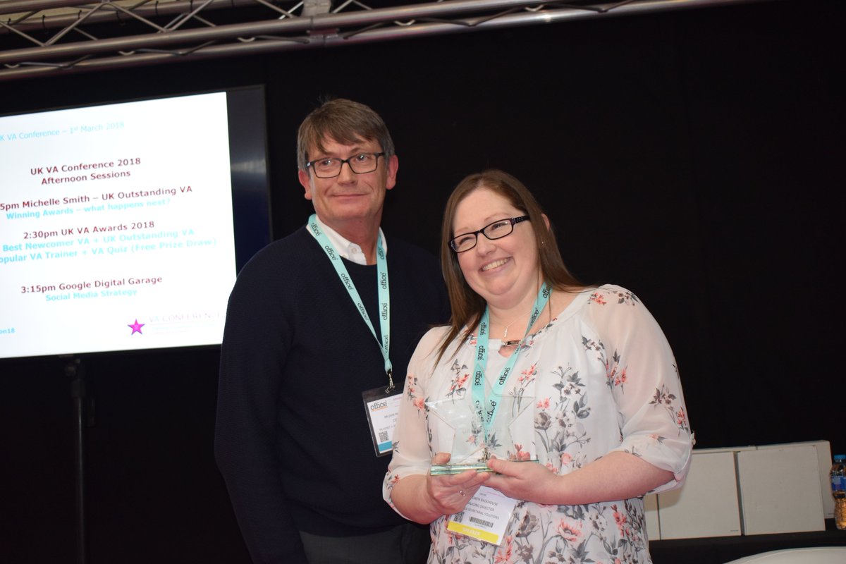 Completely and utterly over the moon to announce I have been named as Winner of the Outstanding UK VA 2018 at <a href="/officeshow/">office* show</a> today.  #VAAwards #VACon18 #Cumbriabusiness #virtualassistant #sohappy