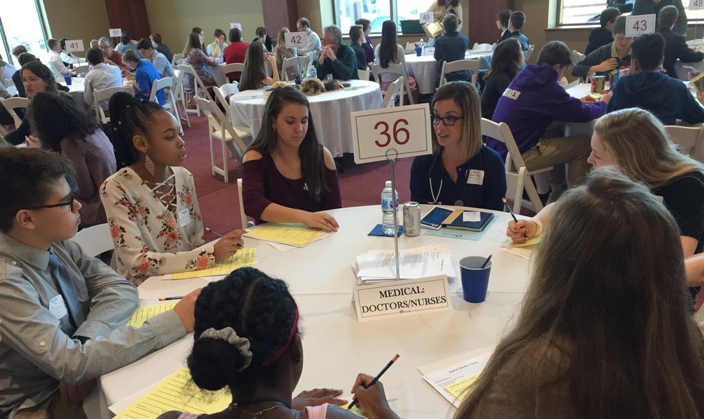 LSMS 8th graders think about their futures during today's Career Fair!
