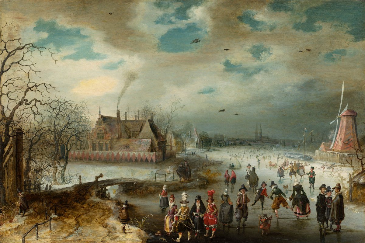 There is only one thing Dutch people love more than skating in the great outdoors, and that is *talking* about skating in the great outdoors. This tradition is confirmed by this classic painting, in which there are more people talking about skating than actually skating.
