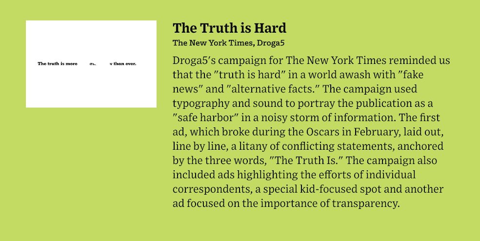 Nytimes Communications On Twitter Nyt S The Truth Is Hard Is Also Nominated For Campaign Of The Year