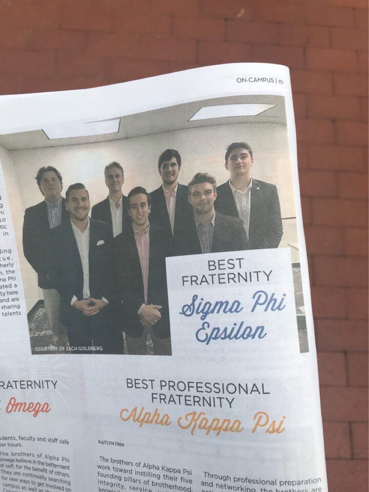 UofSCSigEp's tweet photo. Honored to be named as the Best Fraternity on campus by @thegamecock #VDBL https://t.co/sG93zFSdHS