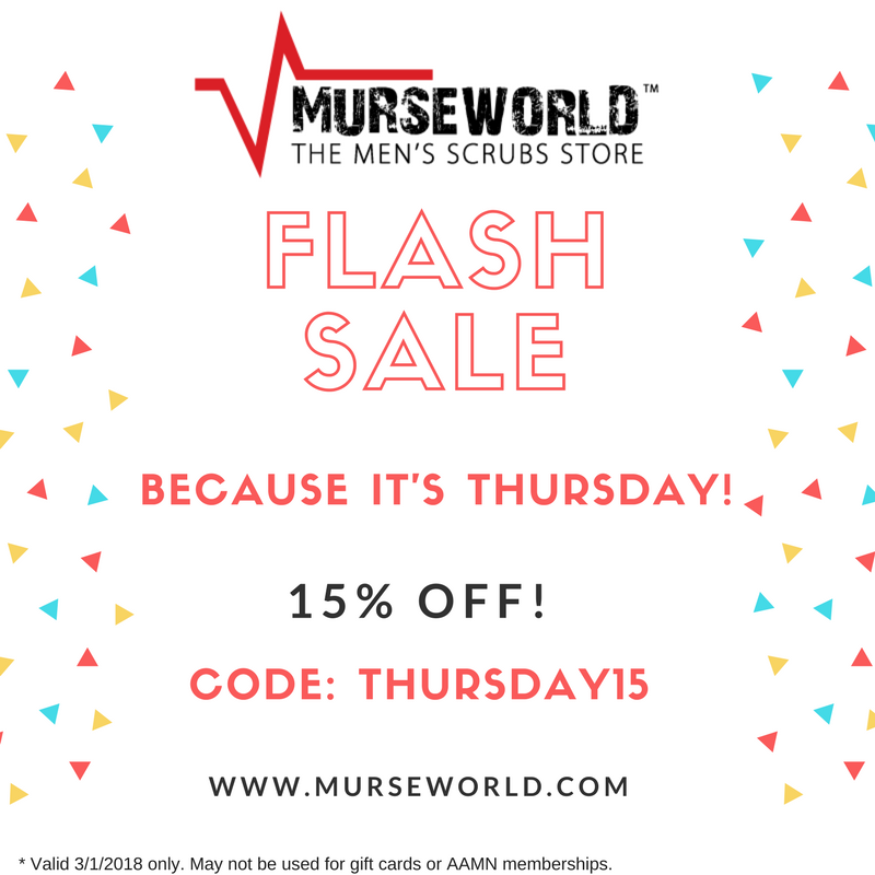 MurseWorld's tweet photo. Thursday #FlashSale save 15% on men's #scrubs with code THURSDAY15 at checkout. https://t.co/dC1lpckb3F #nurses @MaleNurseProbz @MurseMafia @EpicMurse https://t.co/UF9w5VqxH9