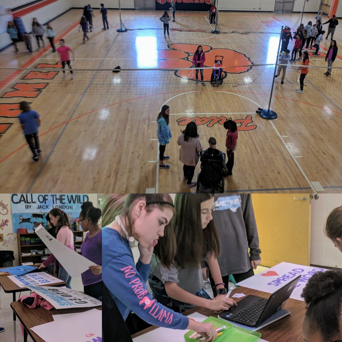 bestbuddiesNC1's tweet photo. Happy Best Buddies Month!!! Yesterday, Carmel Middle School Best Buddies prepared posters for Spread to End the Word next week and played badminton together in gym class. Learn how to get involved: https://t.co/kPVfFoVcmg
#bestbuddiesmonth #friendshipisfun #givegood #clt https://t.co/fzN1lkdCiy