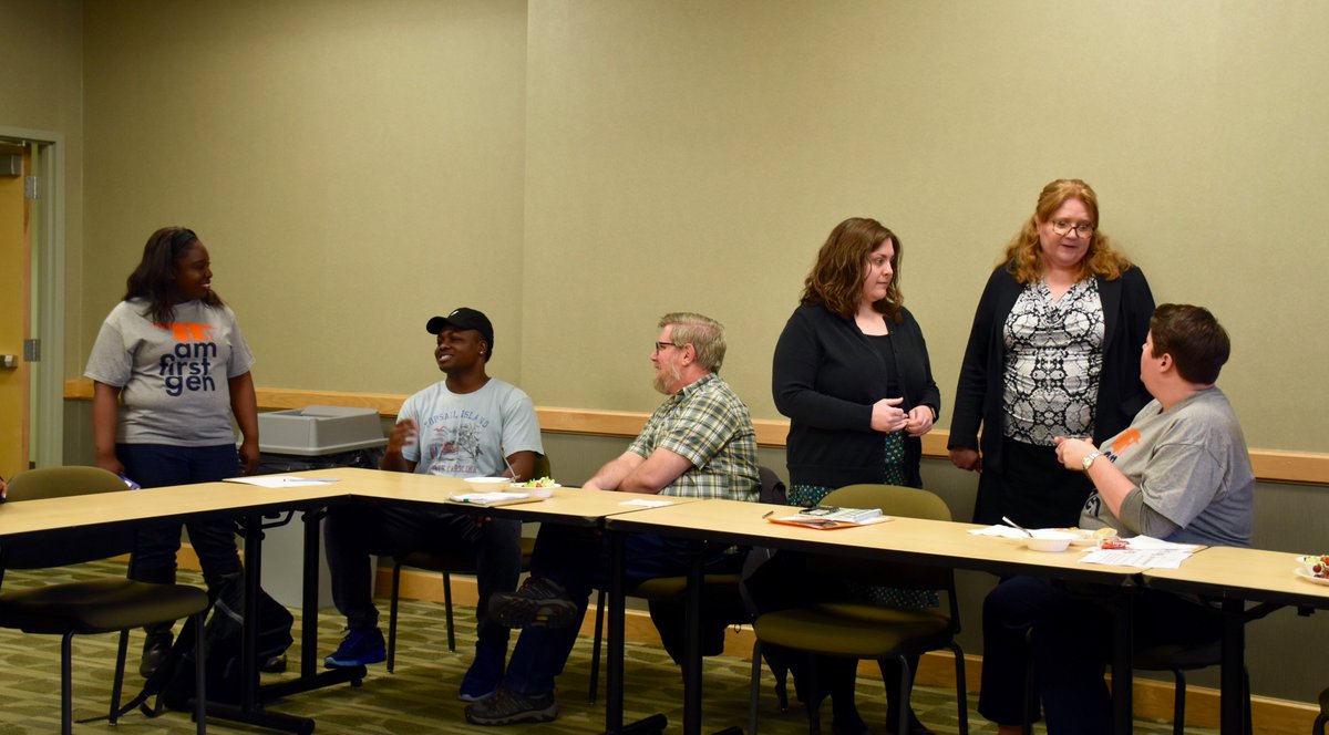 ShawneeState's tweet image. SSU students, staff, faculty, and President Kurtz enjoying some food at the First Generation Potluck! #iamfirstgen #proud #ssubears
