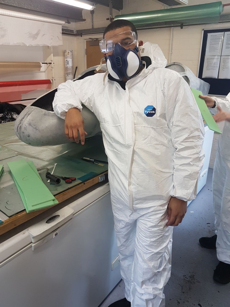 UHEcoMarathon's tweet photo. The wet lay up of carbon fibre to make the 2018 prototype shell stiffer is complete! Doesn't Alex, our Structural Engineer, look ecstatic!? #sem #shelleco #shellecomarathon #gohert #goherts #carbonfibre https://t.co/ecCtH6PaSY