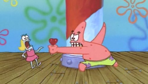 30secondstohan's tweet photo. Stress level: Patrick Star at the Valentines Fair https://t.co/5nq1ws2Kor