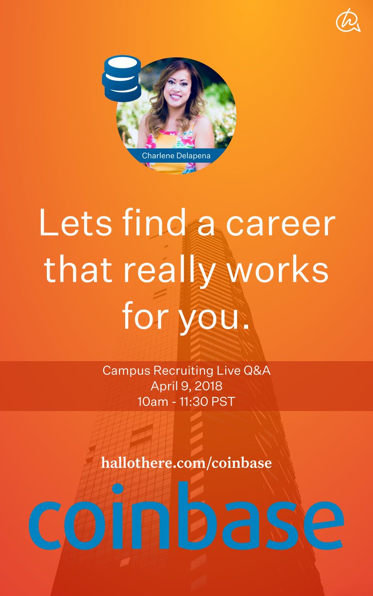 NIU_SHPE's tweet photo. Interested in working for @coinbase or a cryptocurrency market? have any questions/concerns? Sign up for a live Q&amp;A with Charlene Delapena, coinbase lead campus recruiter, on April 9th. Sign up now! https://t.co/qNLjIshfje
