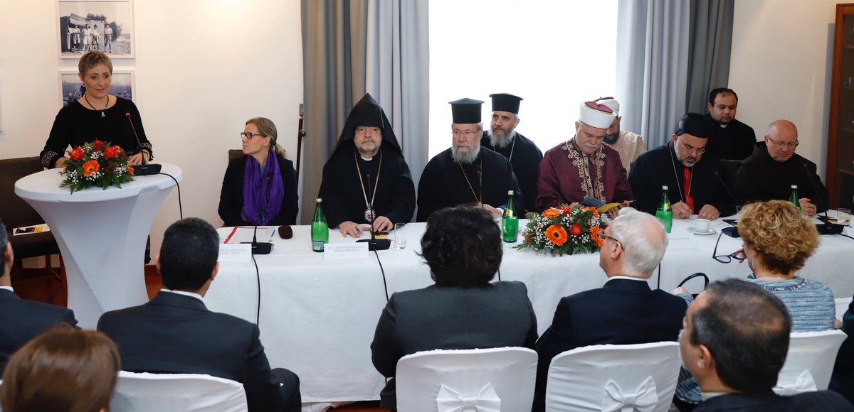 rtcypp's tweet photo. Religious leaders of #Cyprus, @SwedeninCyprus and Office of #RTCYPP appreciate large attendance of diplomatic corps in Cyprus at their 1st joint meeting reception at the Swedish Residence and their support to the efforts of RTCYPP for #religiousfreedom and reconciliation https://t.co/hQU9tmDoZF