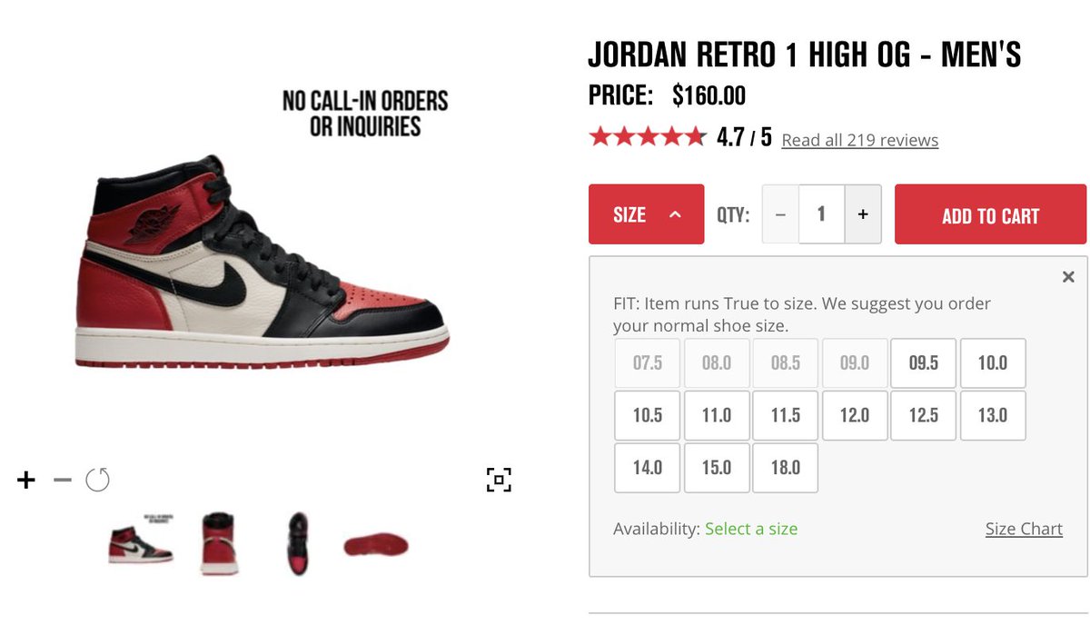 bred toe 1 restock