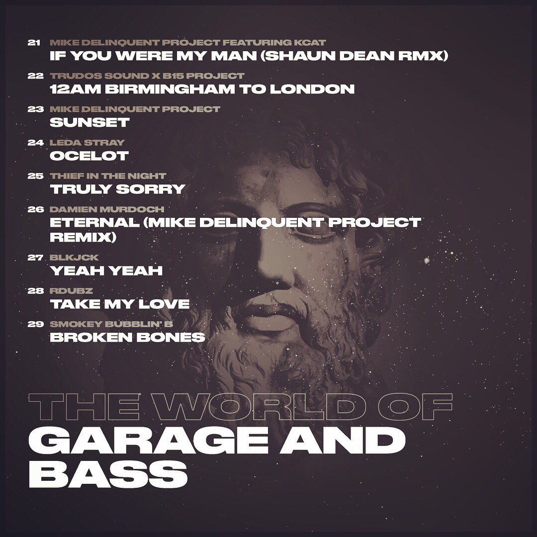 mikedelinquent's tweet photo. Hyped to reveal the full tracklist for #TheWorldOfGarageAndBass from tracks 1-29

It's out at MIDNIGHT! https://t.co/X95PTZY1SF