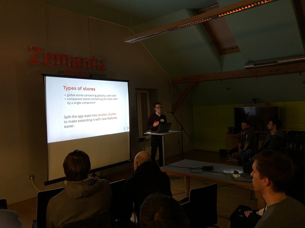 wafelj's tweet image. JS meetup at @zemanta, @jurebajt speaking about how we handle state in our @angular app