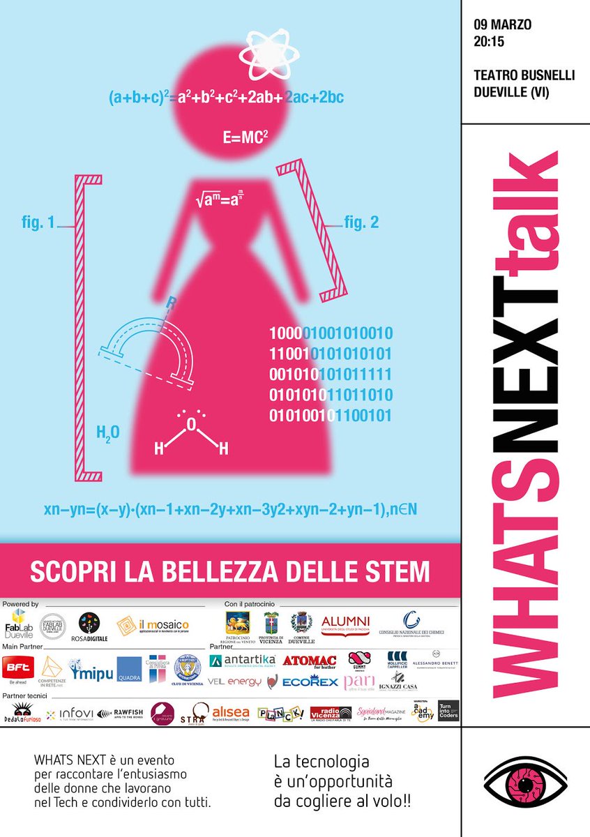 alelomi's tweet photo. 📌#SaveTheDate 9Marzo #Vicenza #WhatsNext 2018 La conferenza che connette #donne #STEM #tecnologia Tickets 👉 https://t.co/gext4Rq4Rz #InternationalWomensDay #womenintech @fsoglian @DStanculescu @GlendaZanolla @paputtina @BarbaraCodan https://t.co/fE3eoUfkEm