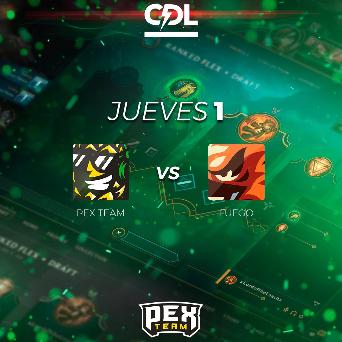 pex_team's tweet photo. ¿Será cierto que hoy veremos "llamas" en la grieta?
¡Hoy nos veremos las caras con @fuegocw en la grieta del invocador!
21:00hrs Mex - 22:00hrs Pe/Co - 00:00hrs Arg/Chi/Uy
Todo a través de https://t.co/ztbRbXX4kR 🍍
#GoPEX #RoadToLLN #PartidaDe90minutos https://t.co/avNAXLNXOH
