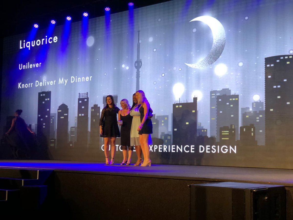 Winning! #LiquoriceLadies on stage receiving Silver for <a href="/whats4dinnerSA/">Whatsfordinner?</a> #DeliverMyDinner in Customer Experience Design! #UnicornsWinning #Bookmarks2018