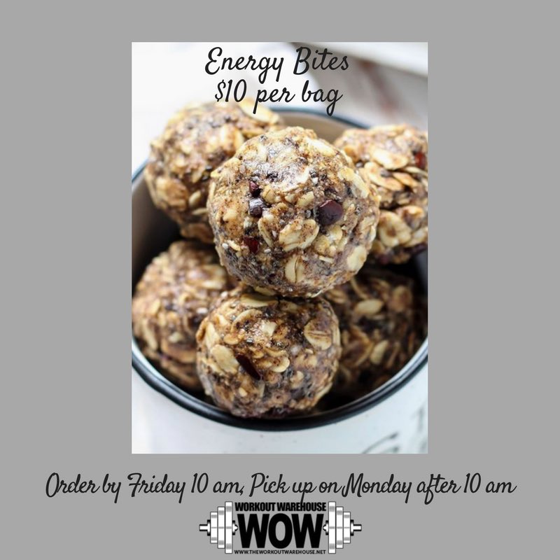 WrkoutWarehouse's tweet photo. Order Energy Bites by Friday 10am and pick up on Monday. #nutrition #energybites https://t.co/mn4KqjkKje https://t.co/hvlQFVFiN4