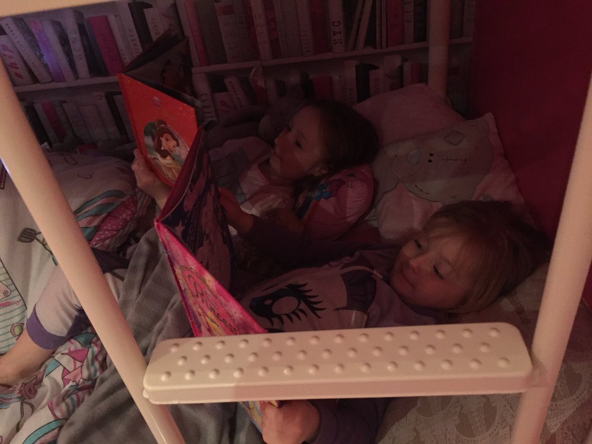 lauraogle85's tweet photo. @MalvinsClosePA Bella &amp; Lily chilling in bed reading their books #worldbookday @MissSteeleMCPA https://t.co/JLXTDhjDPY
