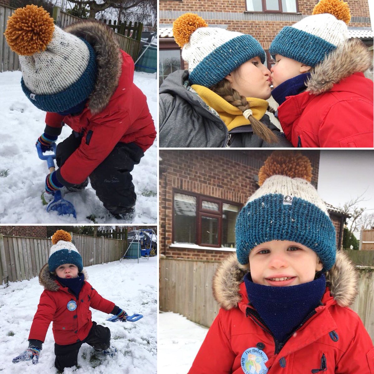 FervorBrand's tweet photo. Amazing to see Emily and Joe’s matching mum and son bespoke beanies being put to good use in the snow today! #madeincornwall https://t.co/GJk1IzXGIk