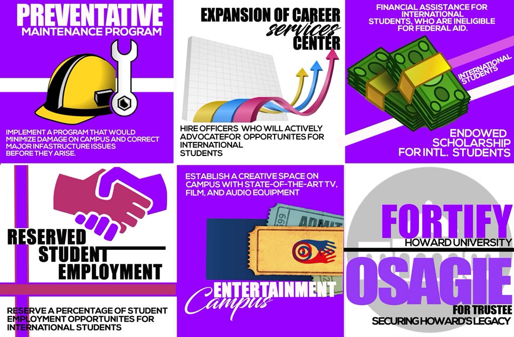 Raheem_Martin's tweet photo. Julia Osagie plans to Fortify HU through three pillars. Vote Osagie for a candidate who has the experience, the track-record, and the dedication to create a safer and better space for Howard students. #OSAGIEforTrustee #FORTIFYHU #SecureTheLegacy https://t.co/nqiOP06SJY