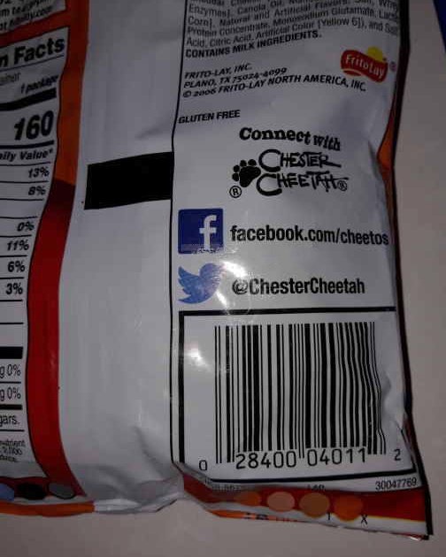 Kyle_Moeglin's tweet photo. @AlexaKaye3 The example I found was on the back of a bag of Cheetos. I know that a large part of the brand's recognition comes from Chester the Cheetah's presence. They invite you to connect with Chester on Facebook and Twitter, continuing to develop the association. #ICMKTG #UAkronMarketing https://t.co/c3rH6xKZ2I