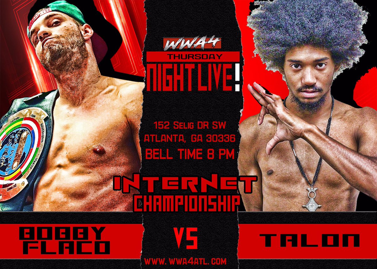 BobbyFlacoWwa4's tweet photo. TONIGHT!! @WWA4ATL it's going down like always! Y'all voted and you shall receive Flaco vs Kaguya!! Alli nos vemos!! #ElProximoJefe #VieneElFlaco https://t.co/INPJWUSJHF