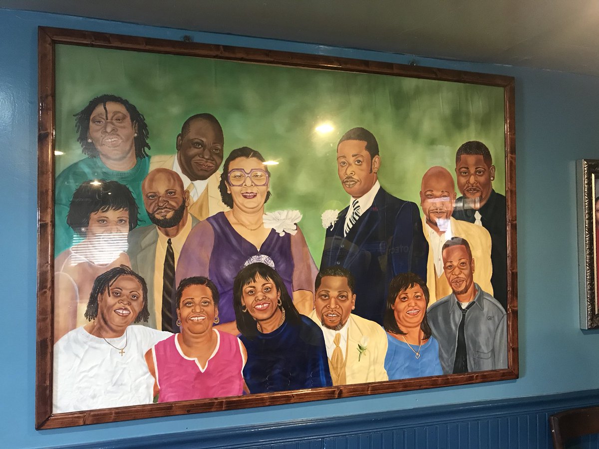 johntedge's tweet image. Portrait of the Grant family, Bertha’s, North Charleston, SC. Not seen - crunchy mac n cheese, sweet collards, red rice, okra &amp;amp; tomatoes. Hello @ChsWineandFood