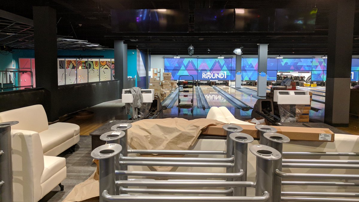 Round1_Broadway's tweet photo. 🎳 Our next Round1 location at Great Lakes Mall in Mentor, Ohio is coming along nicely and we wanted to share some behind the scene pics.  ��� Stay tuned as we finalize construction and announce our Grand Opening date for this location. 🚧#Round1 #ComingSoon #GreatLakesMall https://t.co/lMd65KoAF4