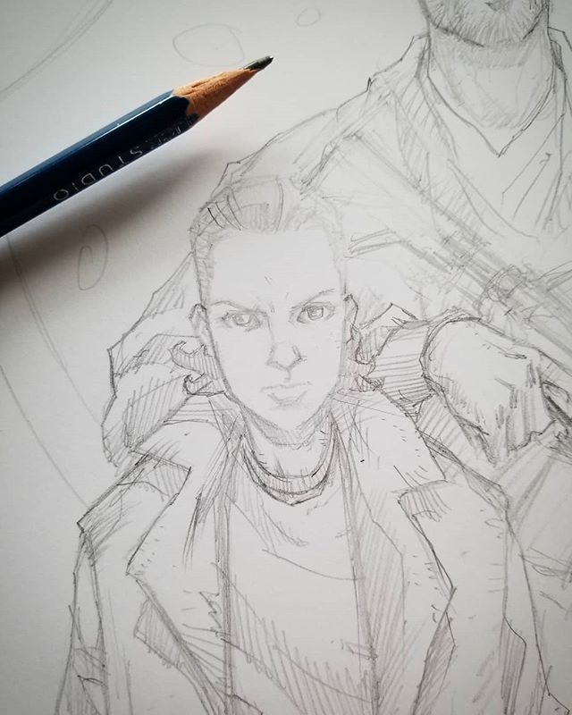 albertnguyenart's tweet photo. Working on a stranger things 2 print. Drawing kids is hard when you're used to superheroes and star wars characters #strangerthings #strangerthings2 #punkeleven https://t.co/phCBuPCOLz https://t.co/lvzLUT6Wzi
