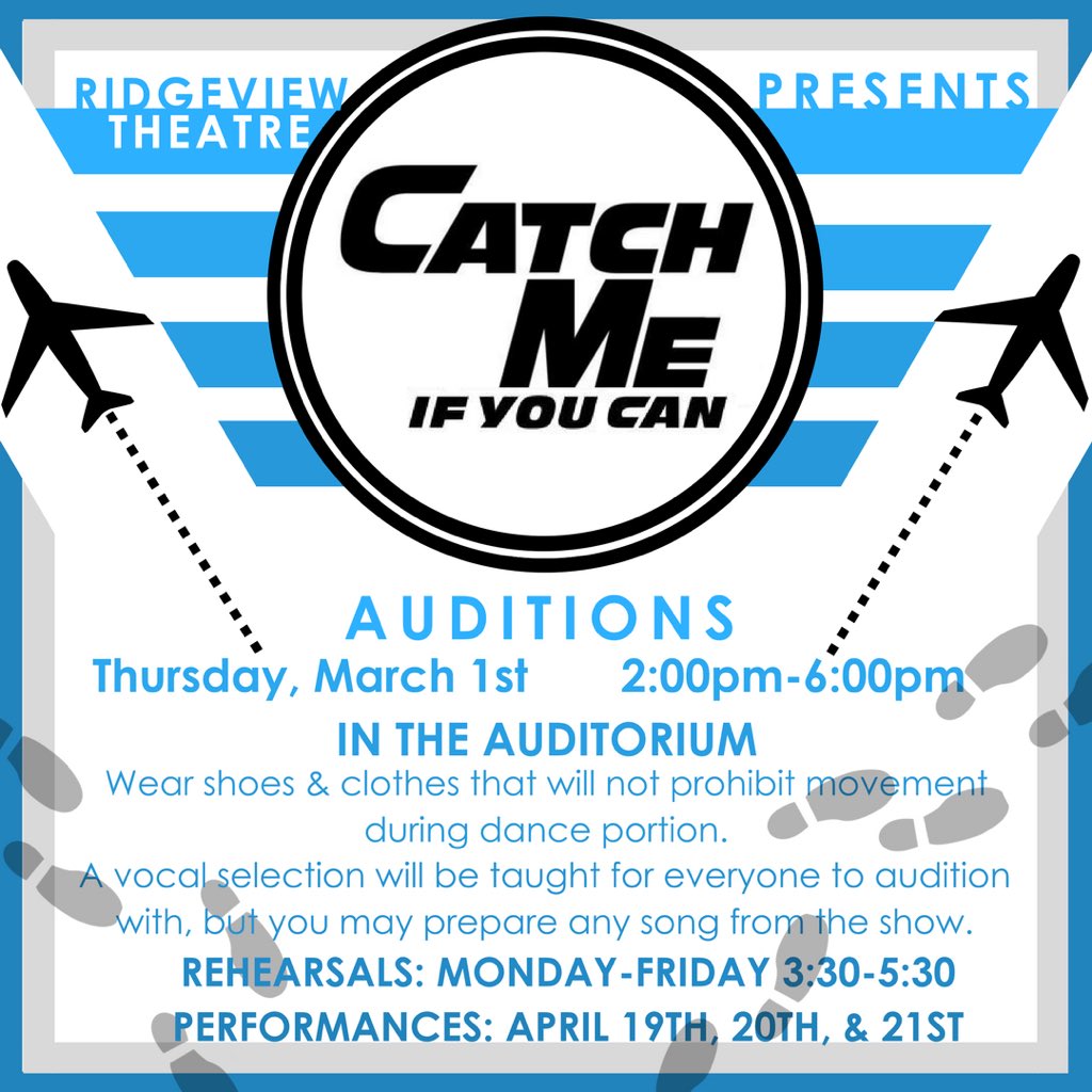 Audition will be held today , Thursday, March 1st directly after school ❕Make sure to wear comfortable clothing for the dance portion of the auditions ✈️ Hope to see you all there 🛬