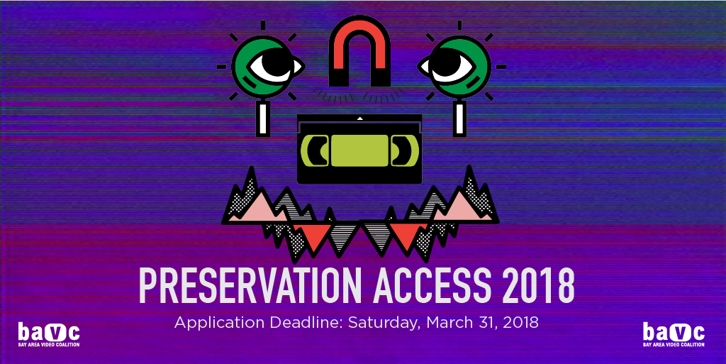 BAVCmedia's tweet photo. Applications for BAVC's 2018 Preservation Access Program are now open! Apply by March 31st
#PrezAccess #DigiPres #QCTools #AVPress #PreservationAccess
https://t.co/MwFdbqZxiJ https://t.co/Zu7PQydVQY