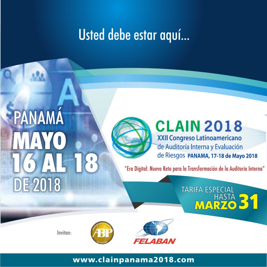 FelabanOnline's tweet photo. Conozca las oportunidades y retos que ofrece el escenario digital de la Auditoria Interna, tome la decisión y participe de este encuentro. Más de #CLAIN2018
en: https://t.co/e9S5EuMKIy https://t.co/N5JGZ24BDV