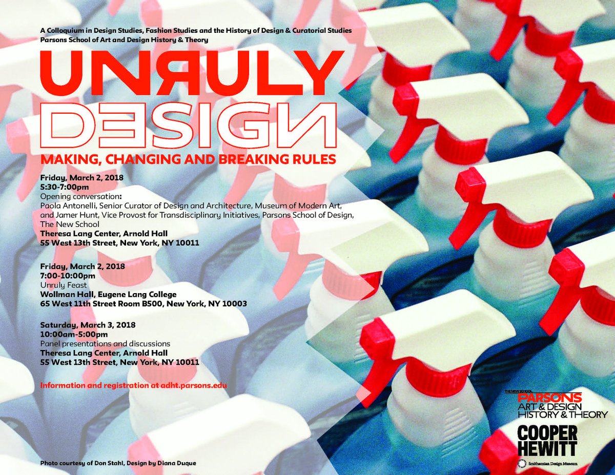 Please join us tomorrow and Saturday for the inaugural ADHT symposium, Unruly Design: Making, Changing, and Breaking Rules! For a full list of speakers, and to RSVP for the Unruly Feast (to be held in Wollman Hall), visit here: bit.ly/2DPj2G0
