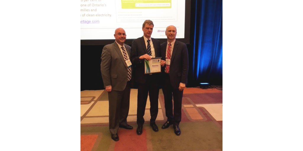 KINECTRICS's tweet photo. Kinectrics was recognized for its local investment in Bruce County. The award was presented to David Harris,  President and CEO of Kinectrics, at the CNA 2018 Conference. Photo: Mitch Twolen, Warden of Bruce County, David Harris, and Mike Rencheck, CEO Bruce Power #kinectrics https://t.co/FqAGKqk7ij