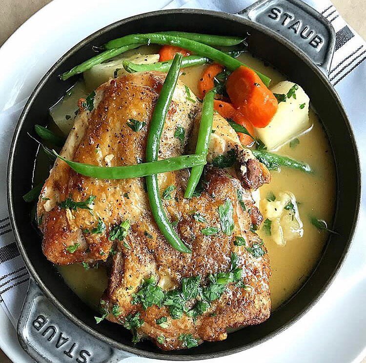Warm your stomachs with our hearty 1/2 Gone straw chicken and vegetables. A beautifully golden crusted half chicken, with well seasoned vegetables, cloud like mashed potatoes, and finished off with a mouth watering herbed butter au jus. Join us Tonight!