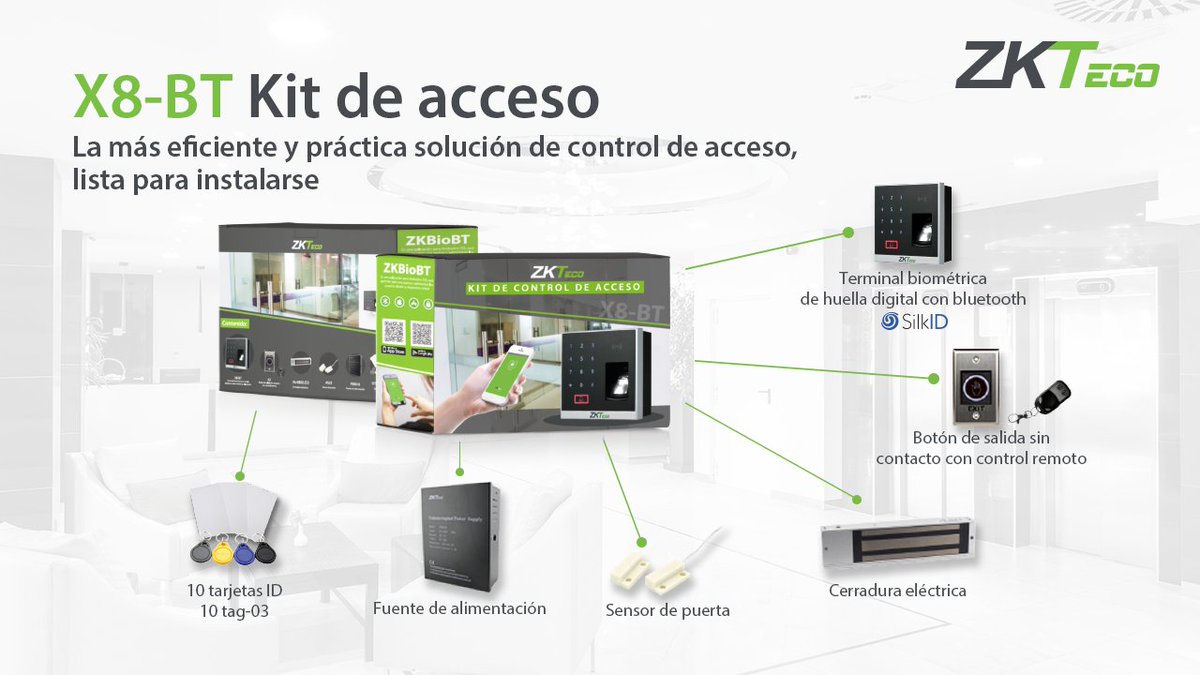 Paquete de control de acceso destinado para aquellos distribuidores mayoristas y minoristas, que buscan la más eﬁciente y práctica solución de control de #ZKTeco zktecolatinoamerica.com/kit-de-acceso-…