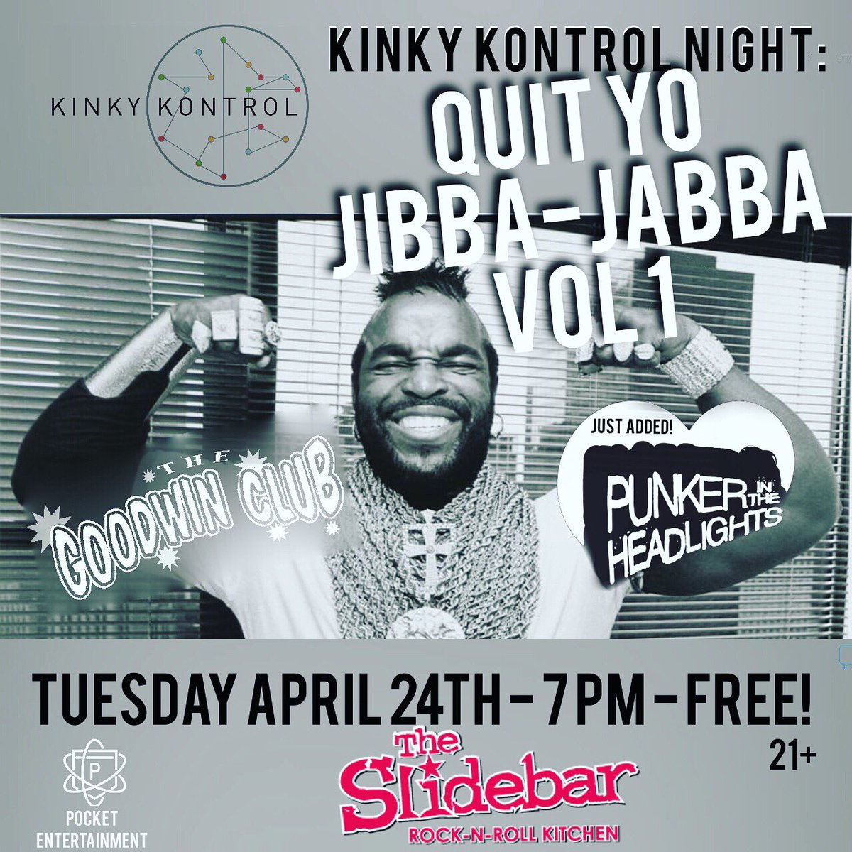 PunkNheadlights's tweet photo. Hey now! We’re playing a free show @theslidebar in Fullerton on 4/23 in alliance w/ @kinkykontrolhq !!! Mark your calendars! More bands TBA. #PunkerInTheHeadlights #DanceToDeath #TheSlidebar #Fullerton #KinkyKontrol https://t.co/QdF05udFpB