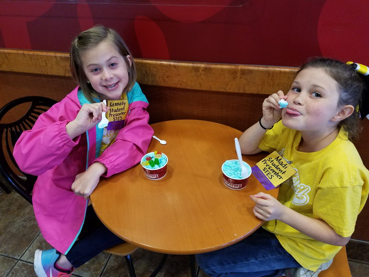 After a hard afternoon "teaching" grown ups...well deserved cotton candy icecream. So proud of the kiddos. @MrsLawG2 <a href="/aengle96/">Amy E</a> <a href="/jenbell926/">Jennifer Bell</a> #NCTies2018