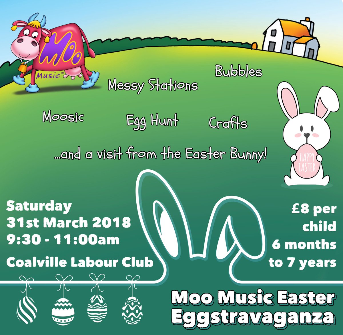 moomusicliz's tweet image. EGG-CITING NEWS! Our #MooMusic #Easter #Eggstravaganza event for 2018 will be on Saturday 31st March, with a visit from the Easter bunny (and of course an Easter egg for every little moover!)