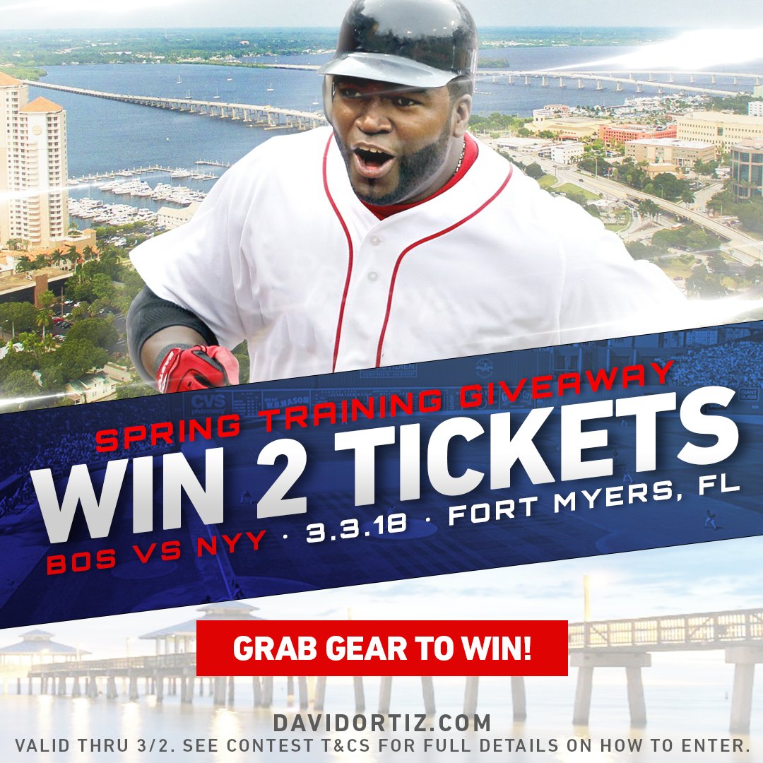 davidortiz's tweet photo. Hurry! Last chance to win tickets to Red Sox vs Yankees March 3rd at Jet Blue Park. Head over to the store while there is still time #papiapproved #papiwantsyoutogo https://t.co/nYXNMI1KxJ https://t.co/xAiLUxSgYO