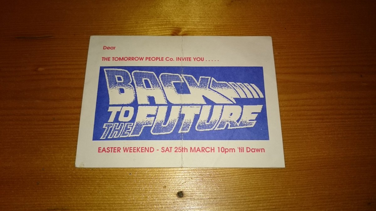 Greenhalgh's tweet photo. Back to the Future rave flyer triple by The Tomorrow People 1989 1990 #raveflyer https://t.co/SVi9oDfoKM