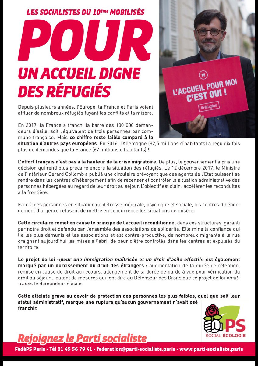 PSParis10's tweet photo. Les socialistes du 10e sont mobilisés pour un accueil digne des #réfugiés. Face à la vague de froid, sur proposition d'@ACORDEBARD et de la Mairie de #Paris10, l'accueil a été renforcé. Nous voulons une ville accueillante, solidaire et ouverte ! #LoiAsileImmigration https://t.co/XNpSjXwIxK