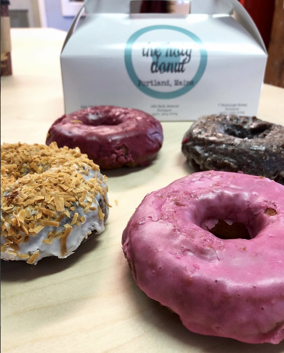 Celebrating being back in Maine and Friday Jr. with some <a href="/holydonutmaine/">The Holy Donut</a>!